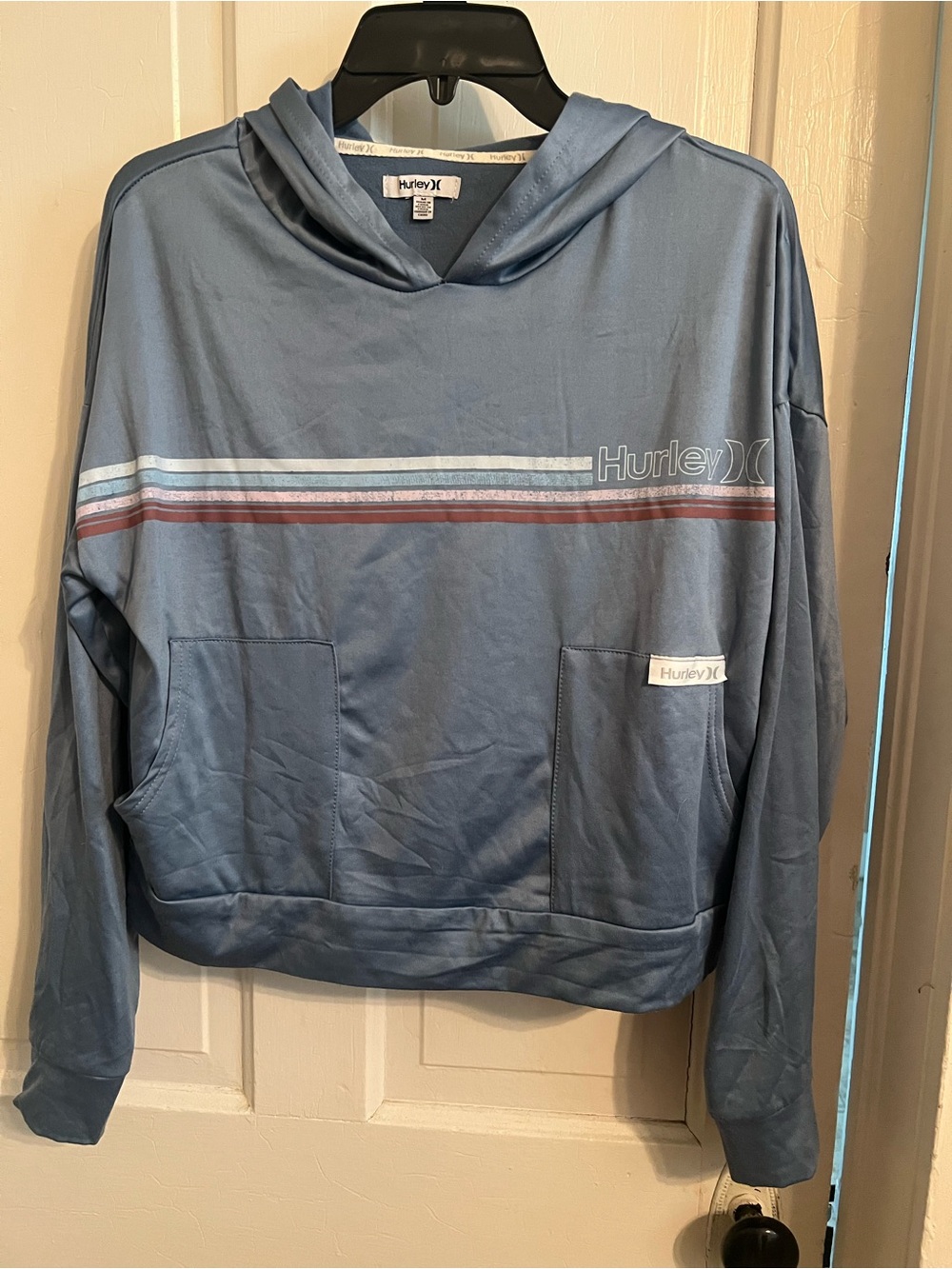 Hurley Light Blue Hooded Pullover with Stripes